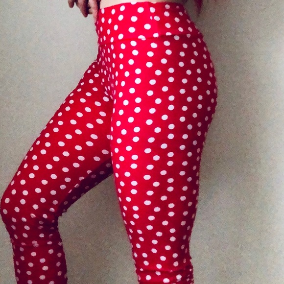 LuLaRoe Pants - LuLaRoe Pink Polkadot Highwaist  Leggings